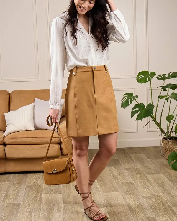 Jupe suédine beige