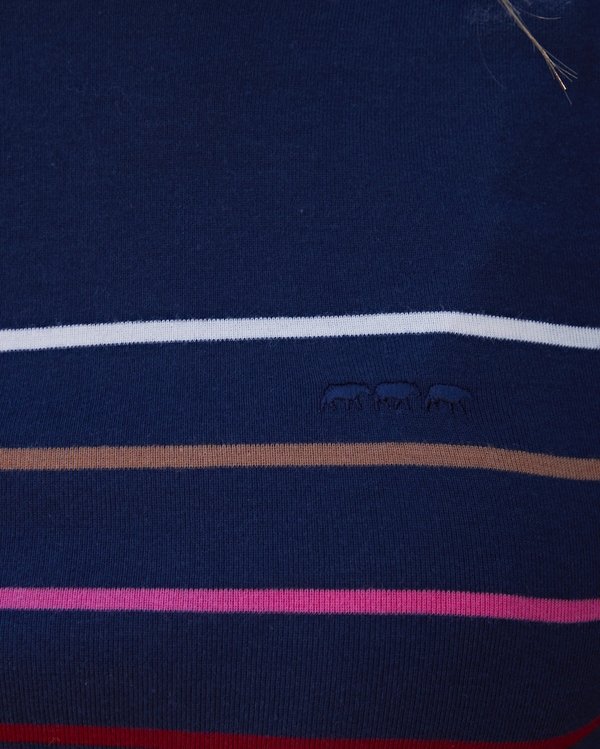 T-shirt manches longues rayures multicolores esprit marinière bleu