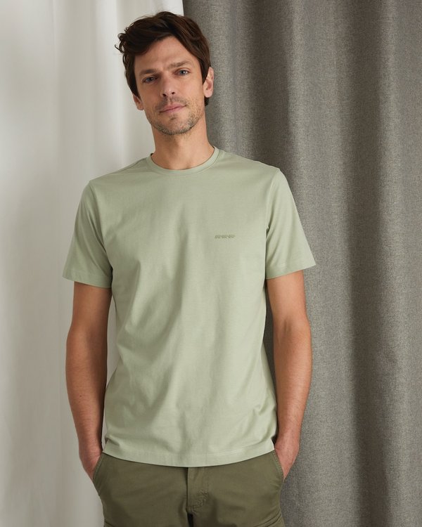 T-shirt cintré uni manches courtes col rond coton vert