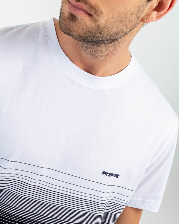 T-shirt manches courtes col rond fantaisie en coton blanc