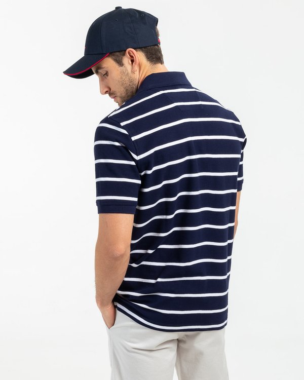 Polo rayé manches courtes regular fit bleu