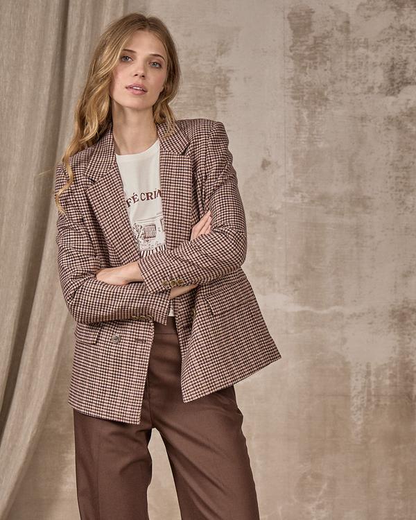 Blazer pied-de-poule Edwina beige Blazer pied-de-poule Edwina beige