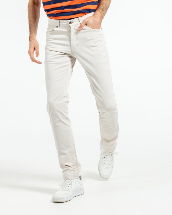 Pantalon 5 poches modern fit coton et élasthanne gris