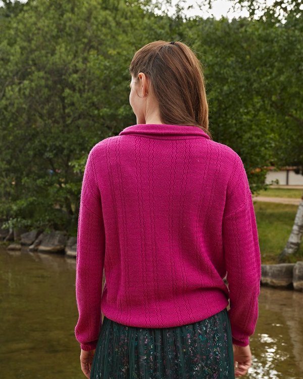 Pull col camionneur manches longues uni maille fantaisie Pull col camionneur manches longues uni maille fantaisie