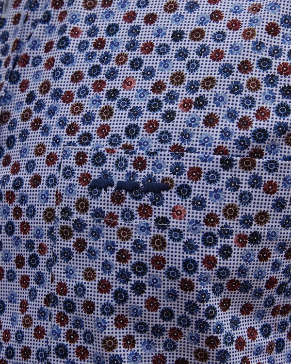 Chemise modern fit à micro motifs fleurs manches longues blanc