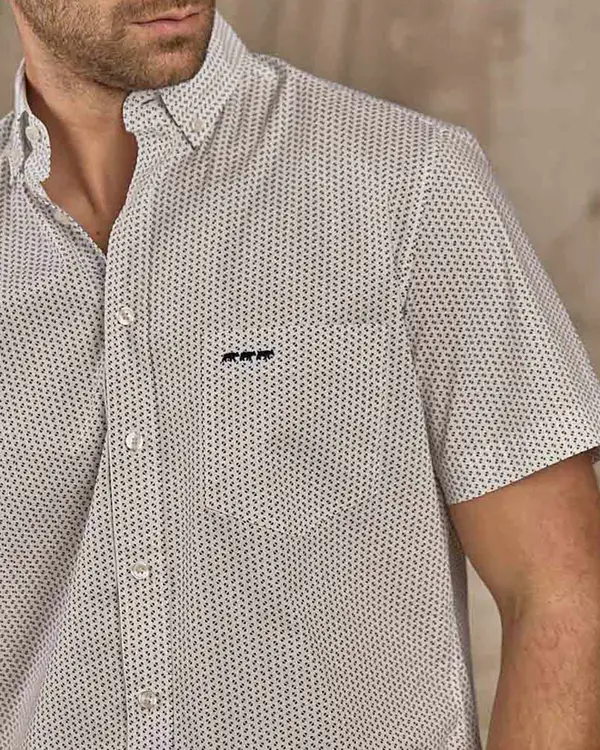 Chemise micro motifs blanc
