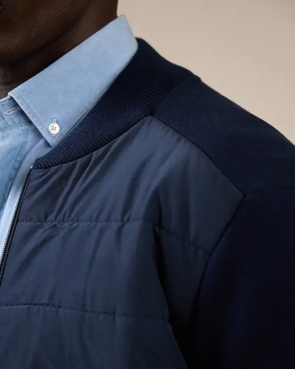 Cardigan bi-matières Gaspar bleu