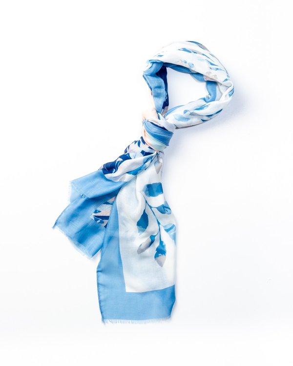 Chèche motif végétal bleu Chèche motif végétal bleu