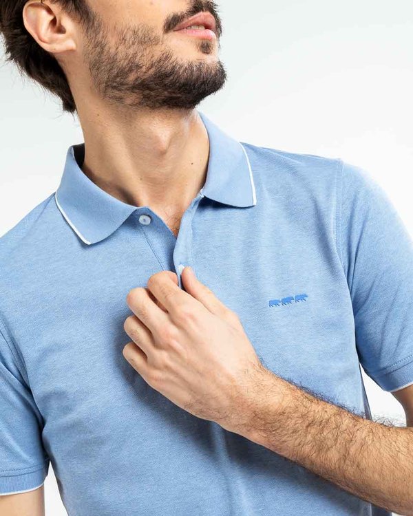 Polo uni manches courtes regular fit bleu Polo uni manches courtes regular fit bleu