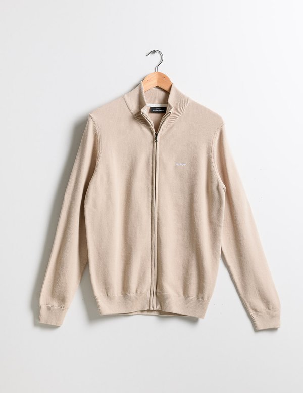 Cardigan uni zippé coton Standard 100 by OEKO-TEX® beige