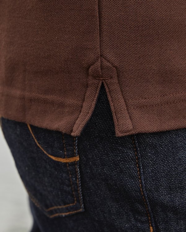 Polo bicolore à manches longues regular fit en coton marron Polo bicolore à manches longues regular fit en coton marron