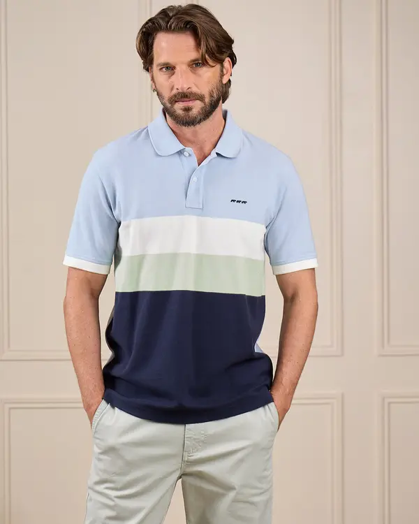 Polo à grosses rayures bleu