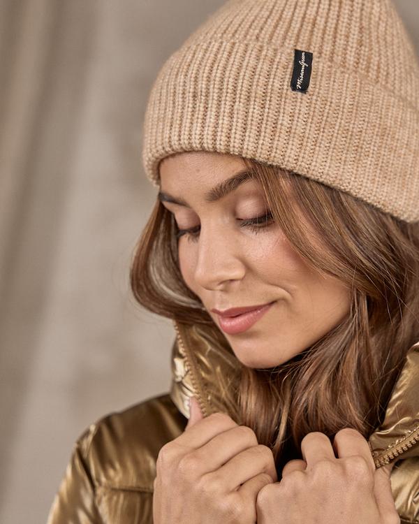 Bonnet maille beige Bonnet maille beige