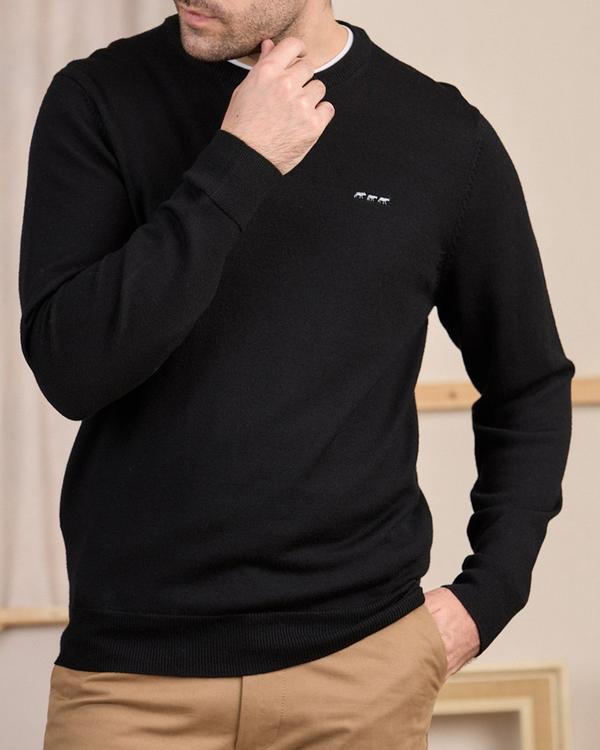 Pull col rond noir