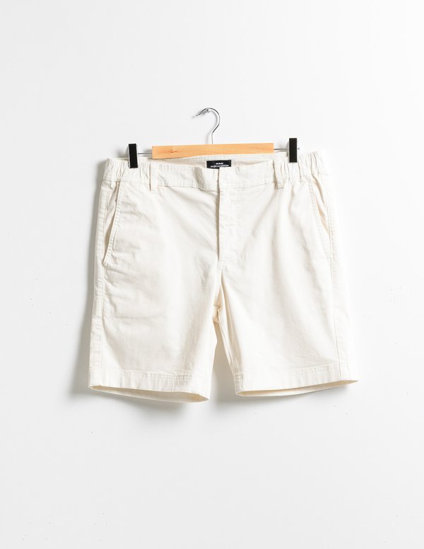 Bermuda chino uni taille élastique en coton blanc