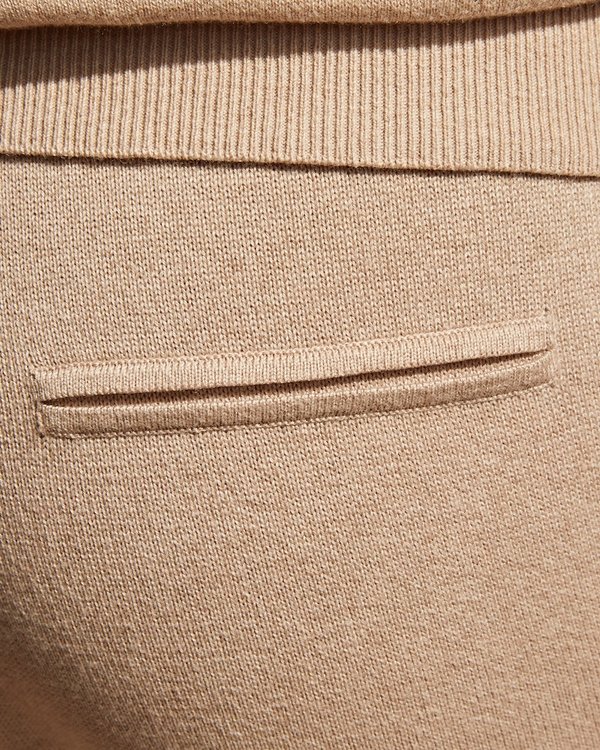 Pantalon jogging uni en maille coton cachemire beige