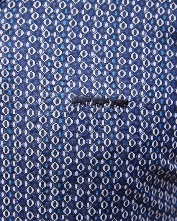Polo manches courtes modern fit à micro motifs 100% coton bleu