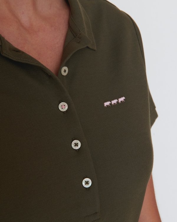 Polo piqué Jeanne manches courtes uni 100% coton bleu
