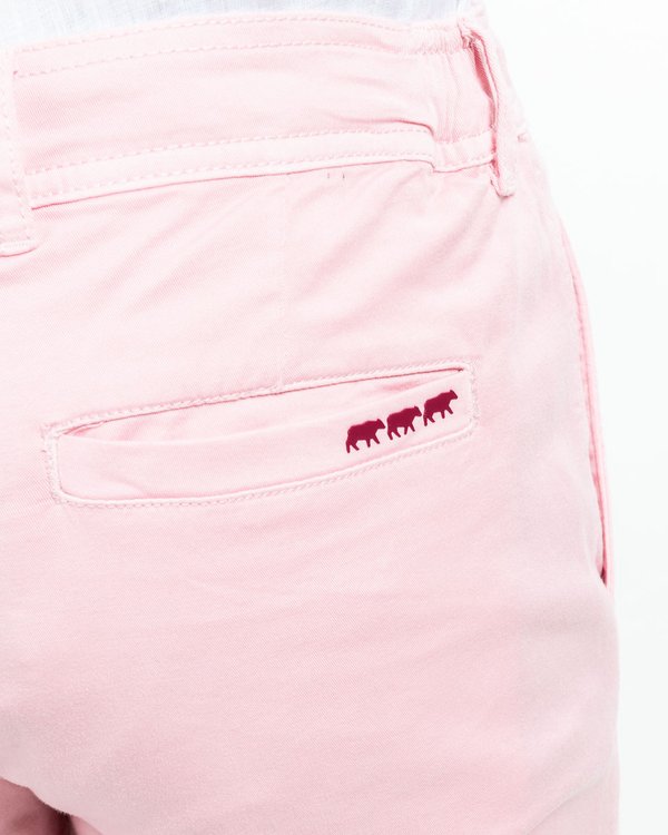 Pantalon chino Lucas uni taille élastique en coton rose