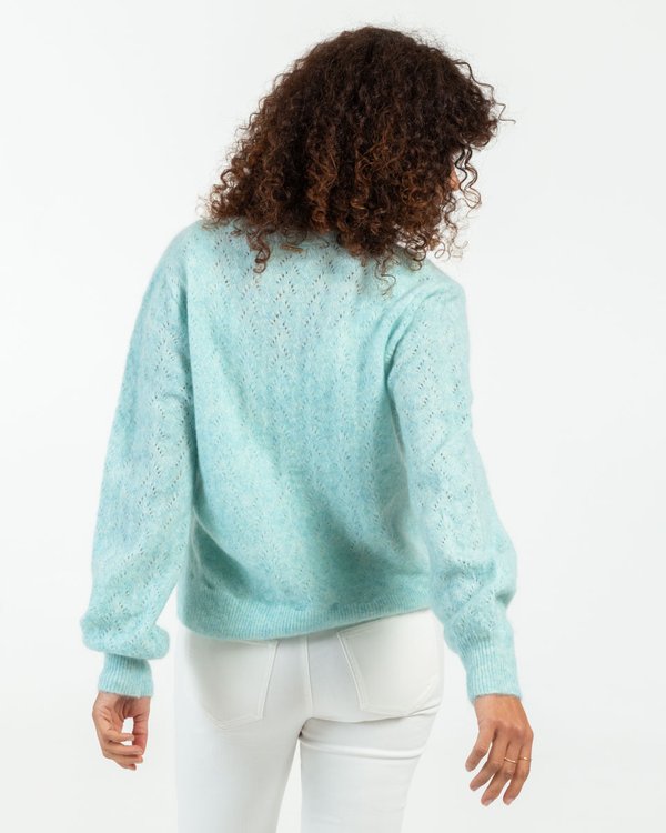 Cardigan col V uni manches longues mohair et laine Cardigan col V uni manches longues mohair et laine