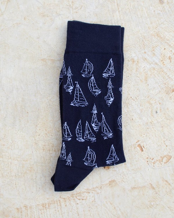 Chaussettes à motifs voiliers bleu