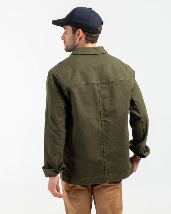 Veste peintre unie broderie 3 vaches en coton vert Veste peintre unie broderie 3 vaches en coton vert