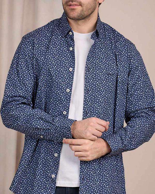 Chemise à imprimé floral bleu