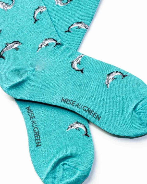 Chaussettes fantaisie motifs dauphins bleu Chaussettes fantaisie motifs dauphins bleu