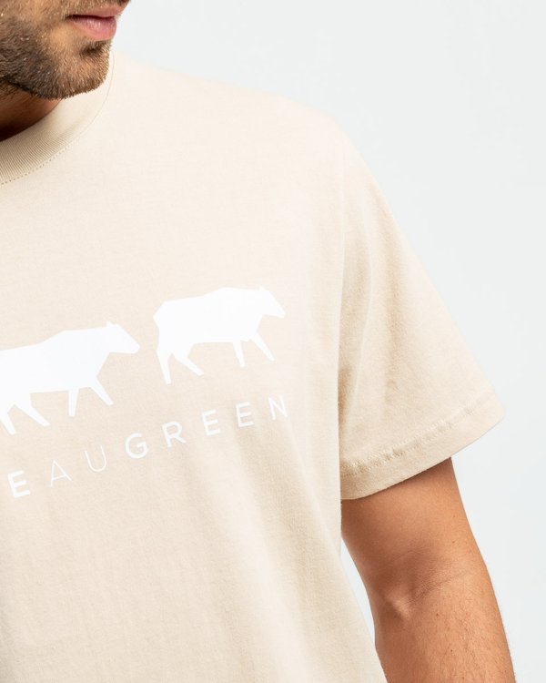 T-shirt manches courtes sérigraphie 3 vaches en coton beige