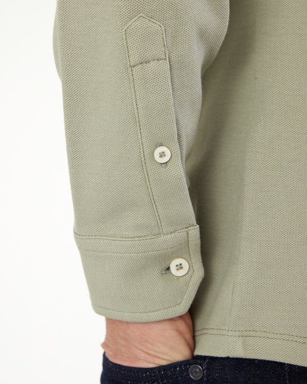 Chemise manches longues cintrée en coton piqué vert