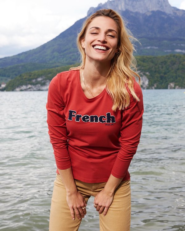 T-shirt à manches longues French en coton marron