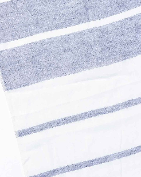 Chèche rayé bicolore en coton bleu Chèche rayé bicolore en coton bleu