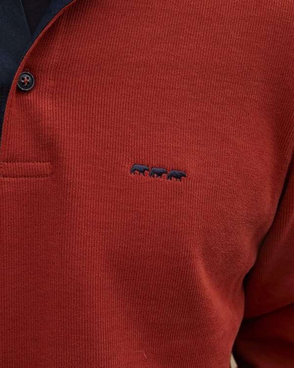 Polo manches longues regular fit à épaulettes rouge Polo manches longues regular fit à épaulettes rouge