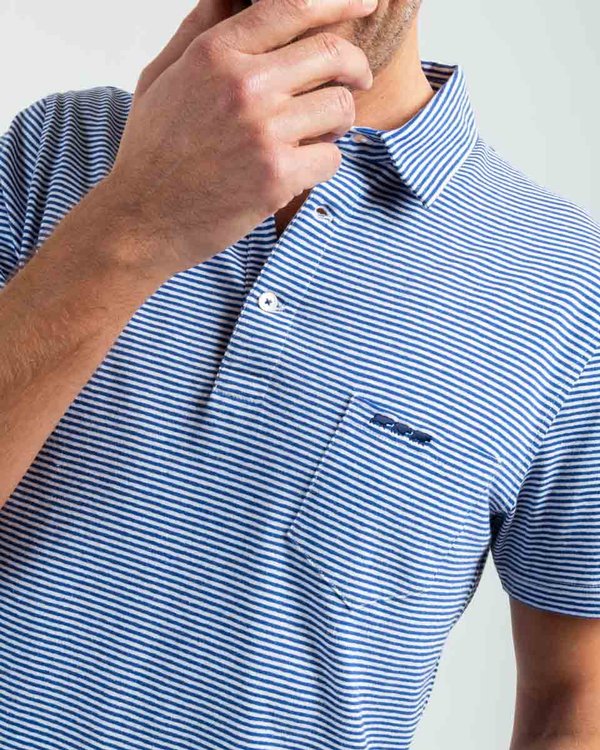 Polo rayé regular fit à manches courtes bleu Polo rayé regular fit à manches courtes bleu