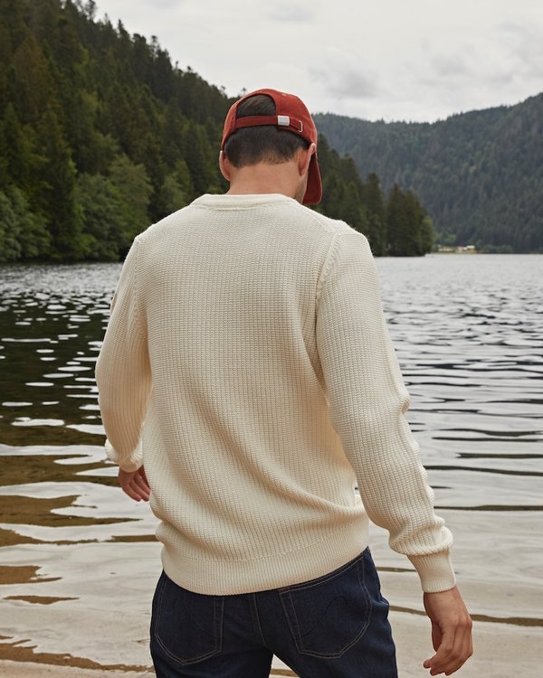 Pull jacquard à manches longues 50% Mérinos blanc Pull jacquard à manches longues 50% Mérinos blanc