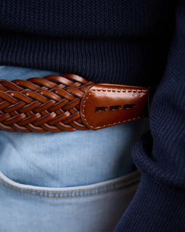 Ceinture tressée cuir George beige