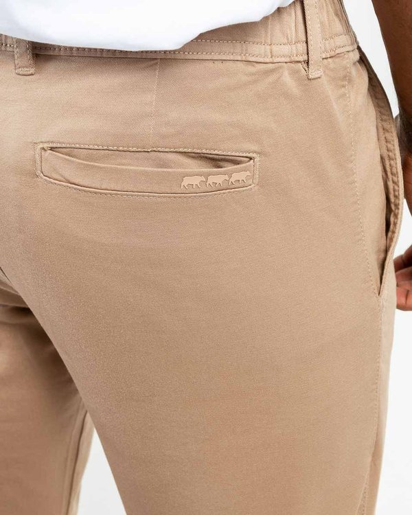 Pantalon chino taille élastique en coton gris