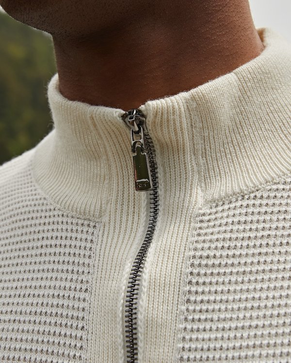 Cardigan manches longues maille vanisée 50% Mérinos blanc
