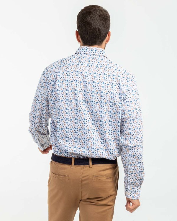 Chemise imprimée motifs ronds à manches longues blanc Chemise imprimée motifs ronds à manches longues blanc