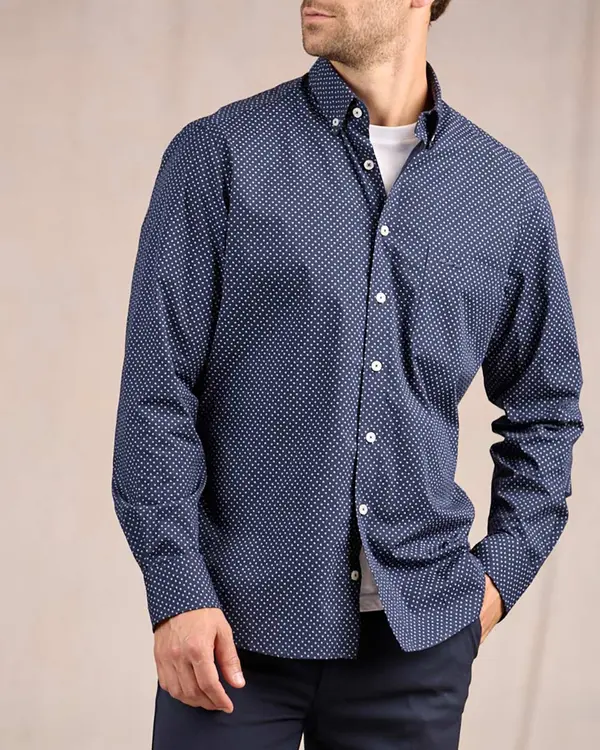 Chemise à micro motifs bleu
