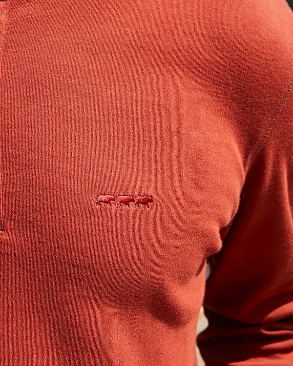 T-shirt manches longues uni col tunisien 100% coton marron T-shirt manches longues uni col tunisien 100% coton marron
