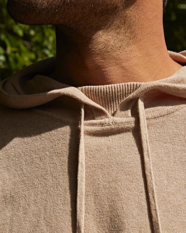 Pull à capuche en maille poches kangourou coton cachemire beige