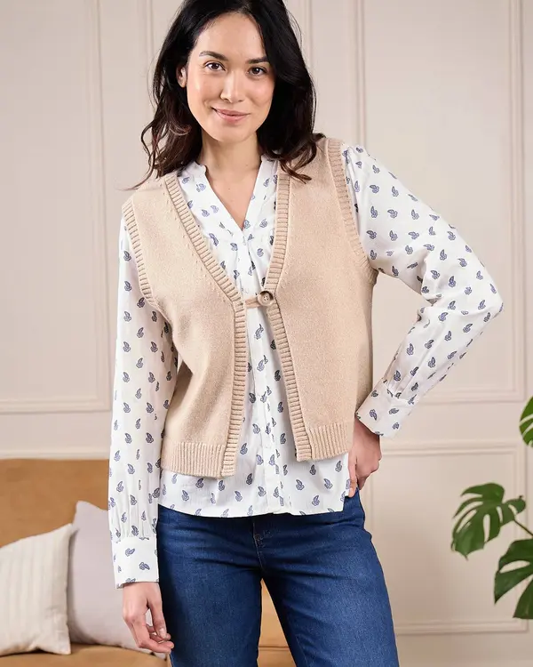 Cardigan sans manches beige