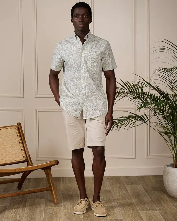 Chemise micro motifs vert