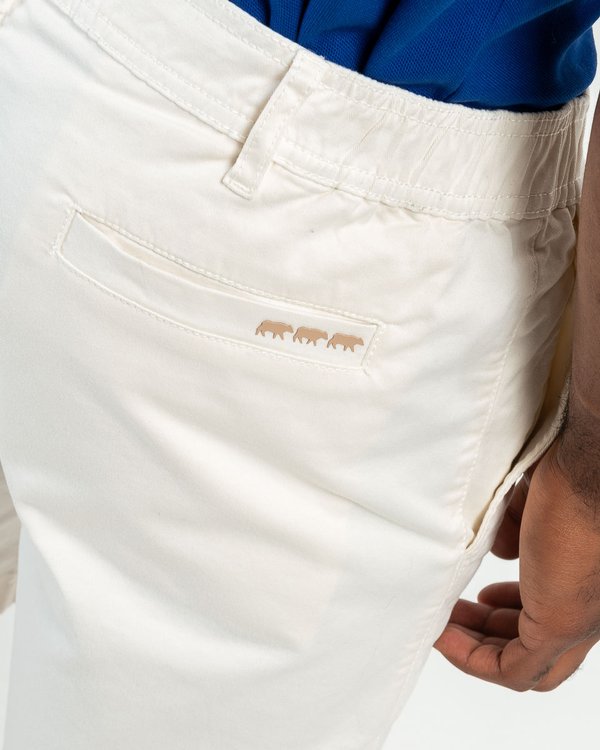 Bermuda chino uni taille élastique en coton blanc