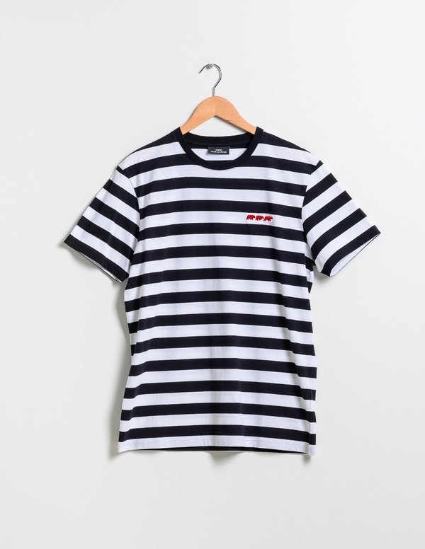 T-shirt rayé regular fit manches courtes en coton bleu T-shirt rayé regular fit manches courtes en coton bleu
