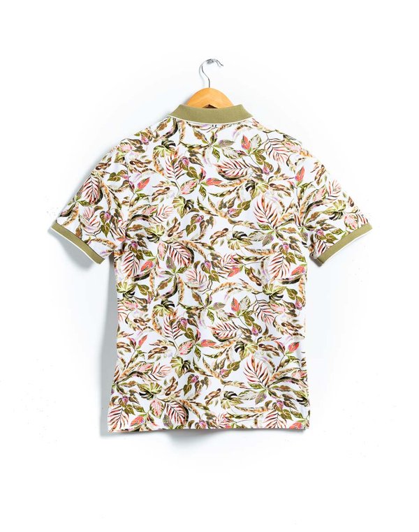 Polo imprimé manches courtes 100% coton beige