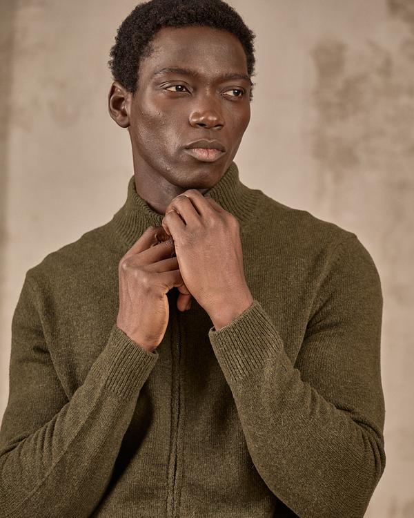 Cardigan zippé col montant vert Cardigan zippé col montant vert
