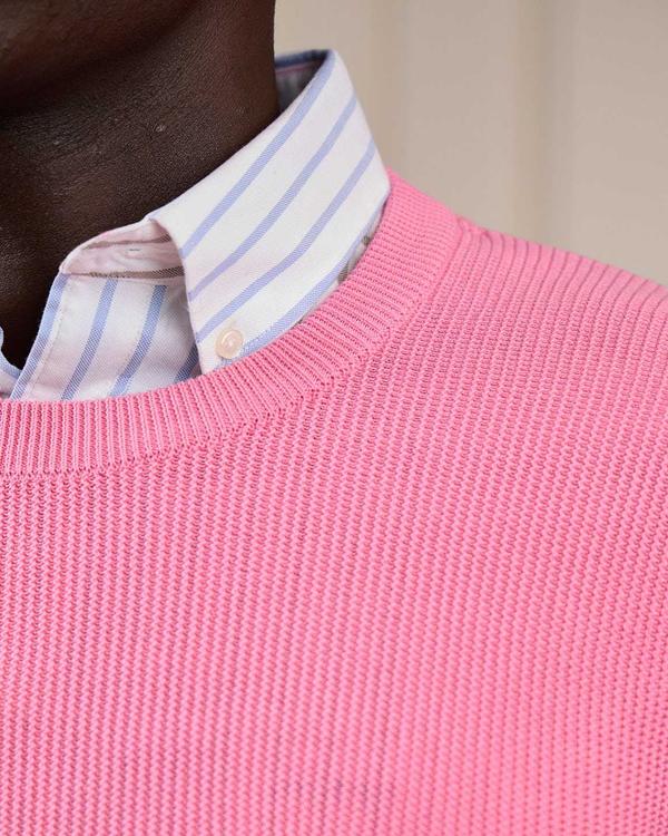 Pull nid d'abeille rose