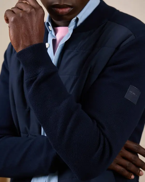 Cardigan bi-matières Gaspar bleu